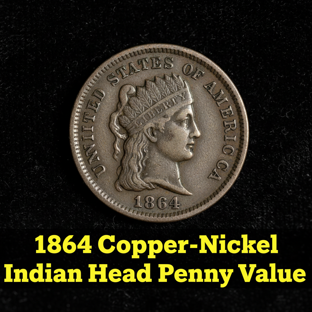 1864 copper nickel indian head penny value and wha