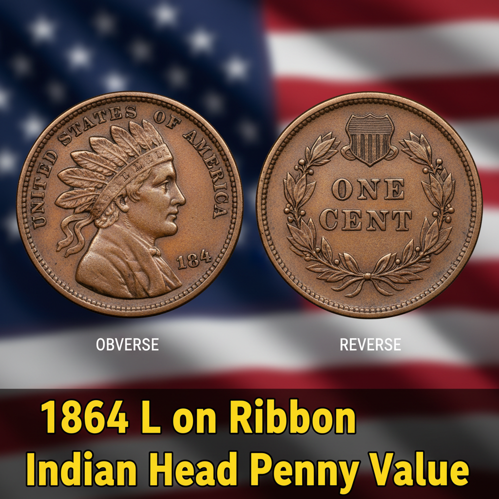 1864 l on ribbon indian head penny worth more than